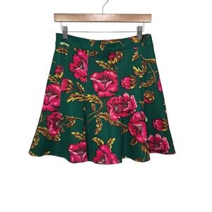 Maeve by Anthropologie Floral A Line Skirt Green Pink Yellow Midi Length US 6